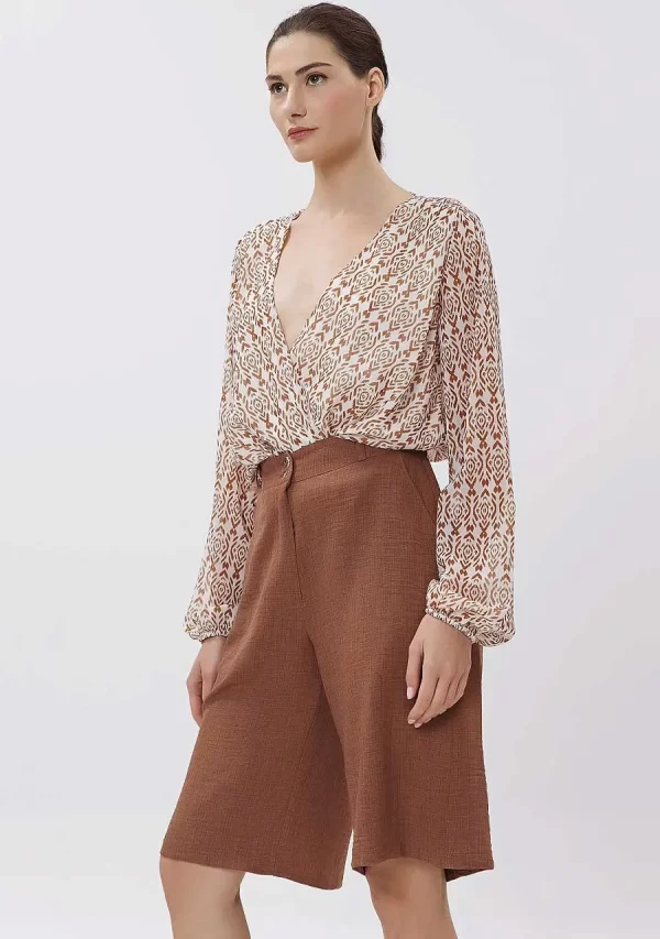 Βερμούδα Τύπου Λινό Με Λάστιχο Γυναικεία