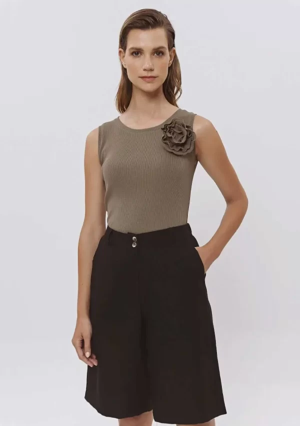 Μπλούζα Αμάνικη Ρίπ Με Λουλούδι Πούρου