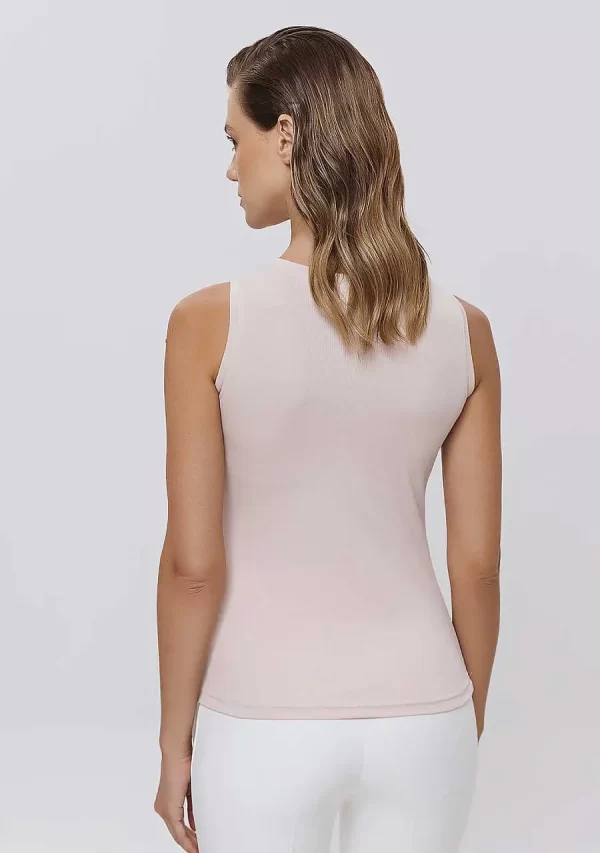 Μπλούζα Αμάνικη Ρίπ Με Λουλούδι Ρόζ Βαμβακερή Γυναικεία