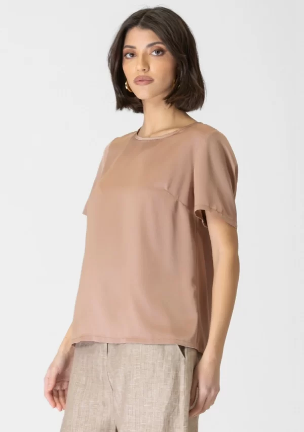 Μπλούζα Σατέν Κοντομάνικη Γυναικεία