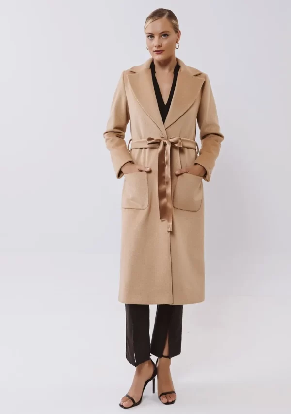 Παλτό Βελούρ Διαγωνάλ Μακρύ Γυναικείο