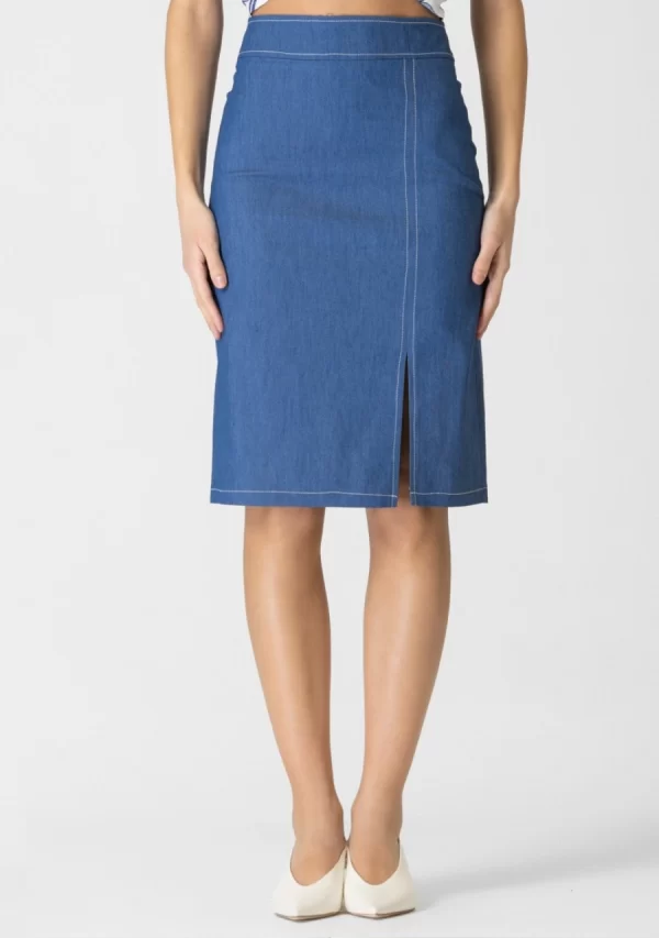 Φούστα Τζίν Βαμβακερή Με Σχίσιμο Ίσια Γραμμή