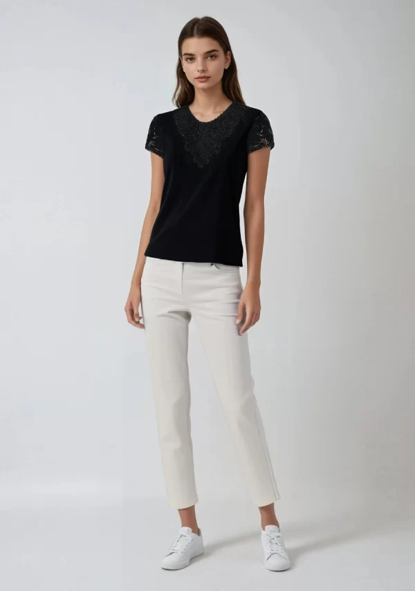 Μπλούζα με Κέντημα Μαύρη Γυναικεία