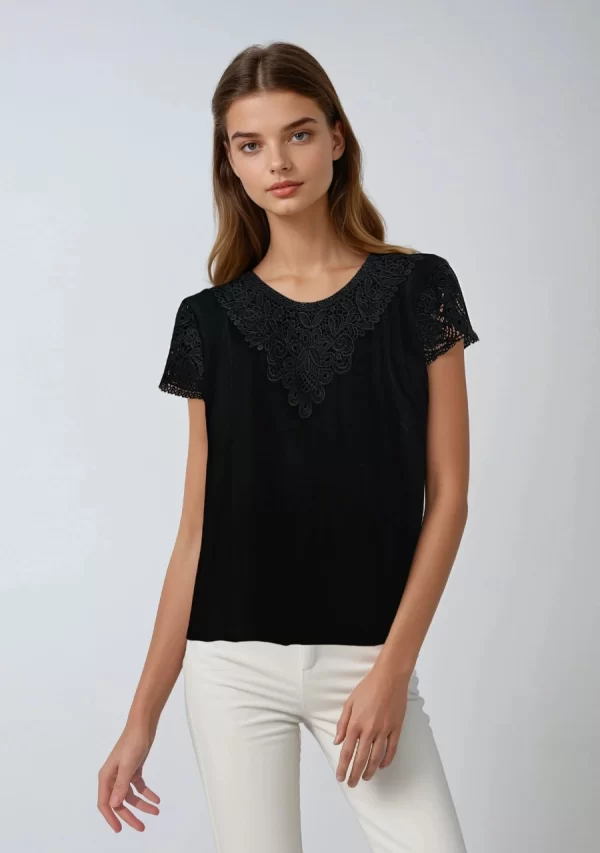 Μπλούζα με Κέντημα Μαύρη