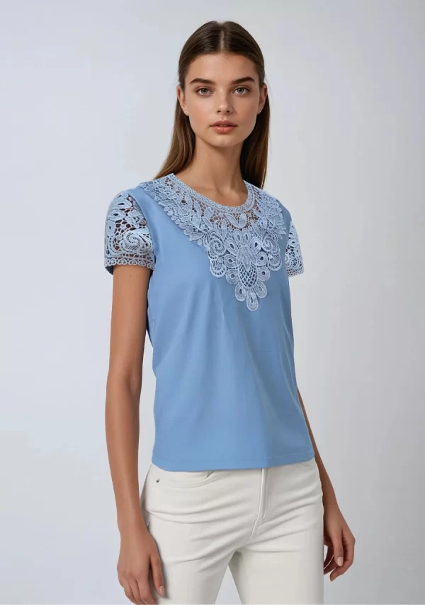 Μπλούζα με Κέντημα Σιέλ