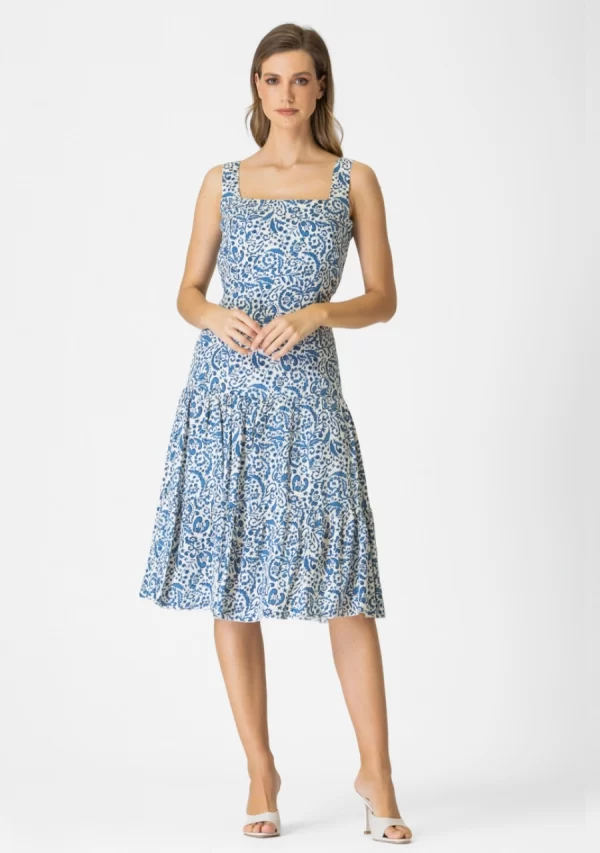 Φόρεμα Αμάνικο Εμπριμέ με Βολάν