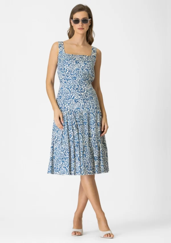 Φόρεμα Αμάνικο Εμπριμέ με Βολάν Γυναικείο