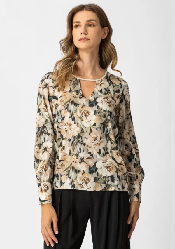 Μπλούζα Floral Διαγωνάλ Σατέν