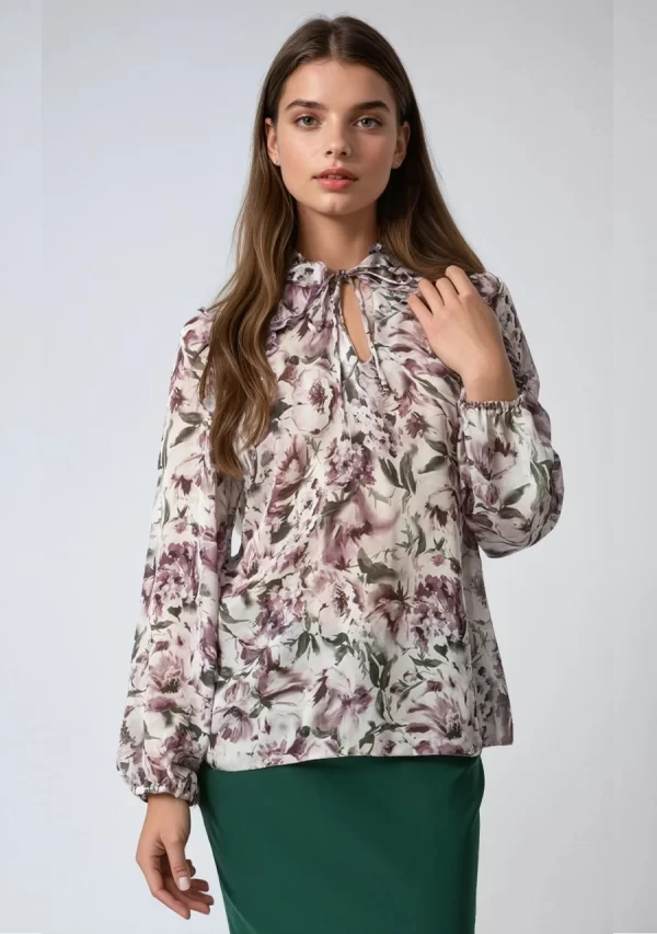 Μπλούζα Μουσελίνα με Δέσιμο Σε Διαφάνεια