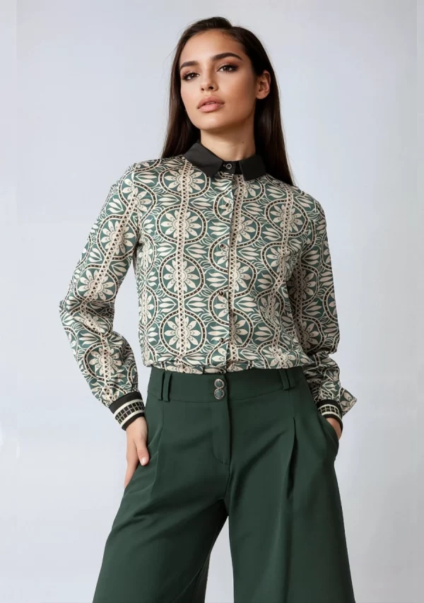 Πουκάμισο Σατέν Εμπριμέ Γυναικείο