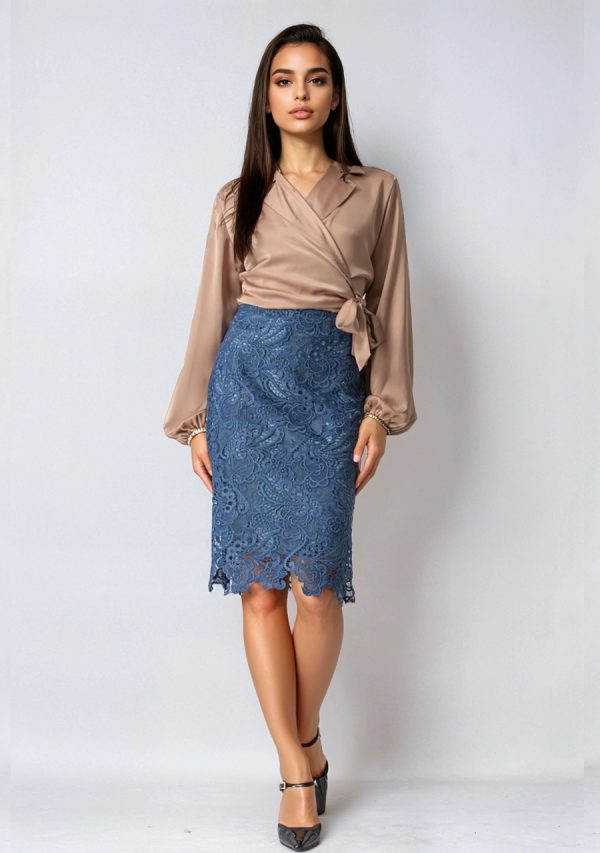 Φούστα με Δαντέλα Ίσια