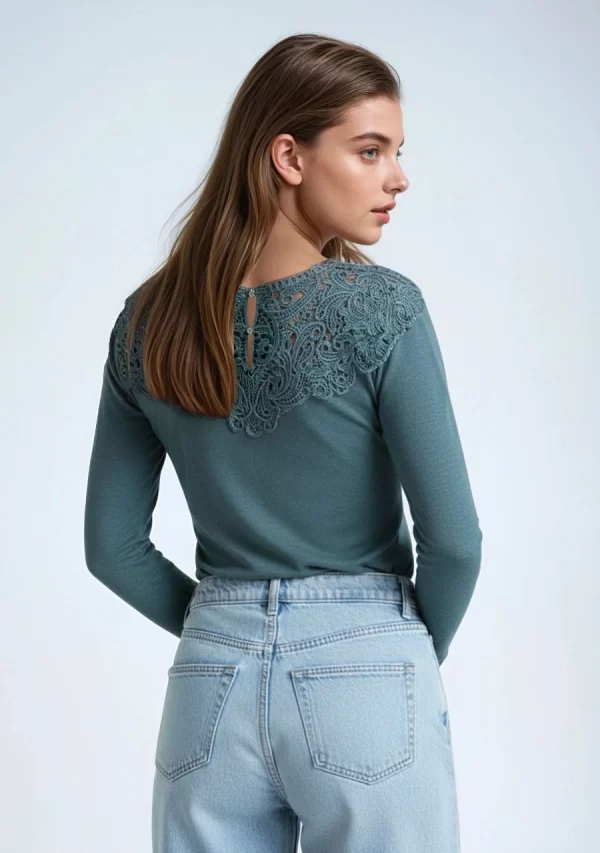 Μπλούζα Πλεχτή με Δαντέλα Γυναικεία