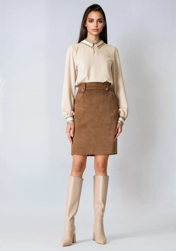 Φούστα Κοτλέ με Κουμπιά