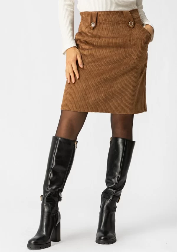 Φούστα Κοτλέ με Κουμπιά Ίσια Γυναικεία